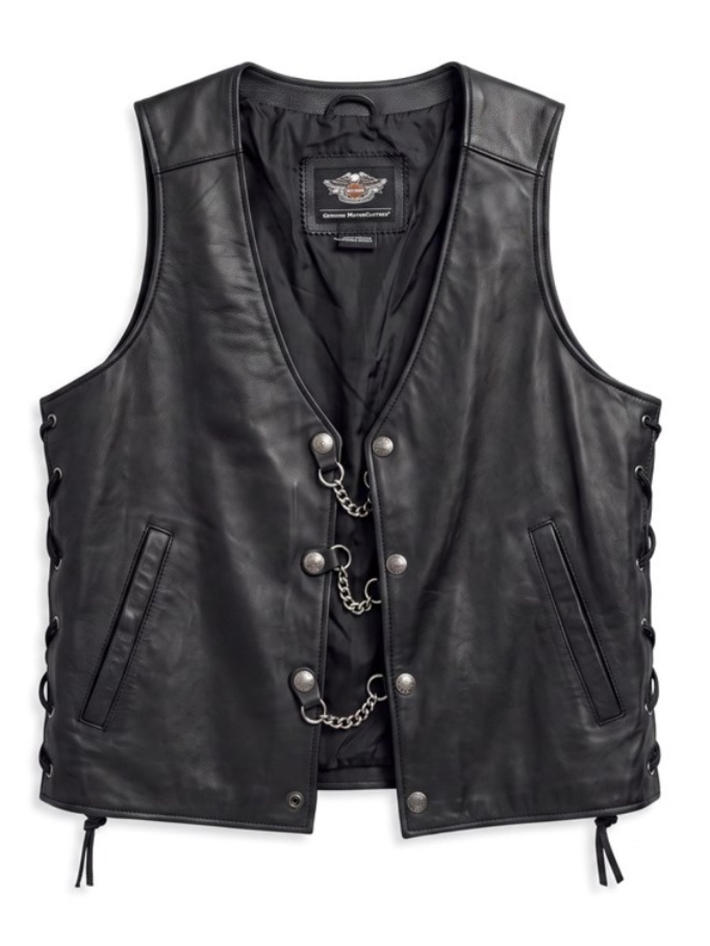 Harley-Davidson Leather Vest with Chains Side Lace Up